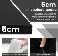 Tappetino per Ginnastica Pieghevole a 4 Pannelli con Maniglie, 300 x 117 x 5 CM, Tappetino in Ecopelle con Chiusure a Strappo per Ginnastica, Yoga, Stretching & Capriole