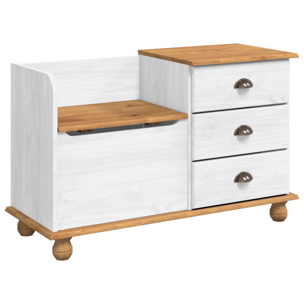 Panchina di Stoccaggio per Ingresso ASKIM Bianca 100x39x62 cm Legno Massello Pino