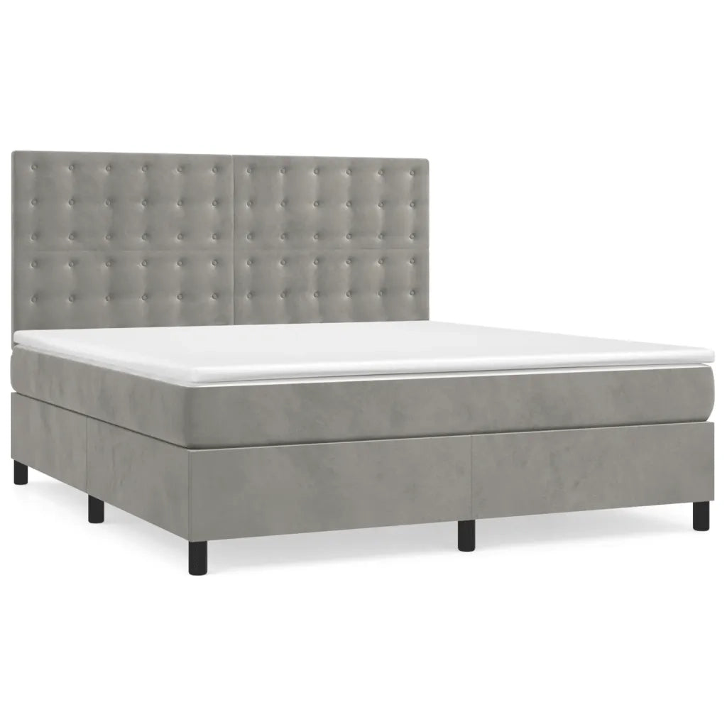 Giroletto a Molle con Materasso Grigio Chiaro 160x200cm Vellutocod mxl 77207