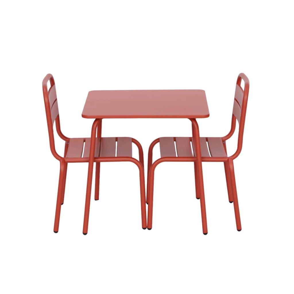Set tavolino in metallo per bambini e 2 sedie, terracotta