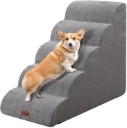 Trappola per cani a 5 gradini con superficie antiscivolo per piccoli cani, trappola per gatti e cani con gradino di gommapiuma per divano, trappola per cani con copertura rimovibile, colore grigio