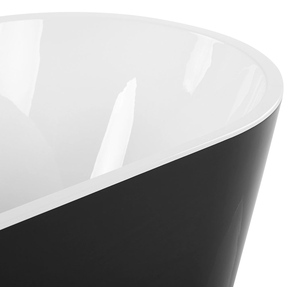 Vasca da Bagno Freestanding Acrilico Sanitario Nero Ovale 160 x 75 cm stile moderno bagno contemporaneo