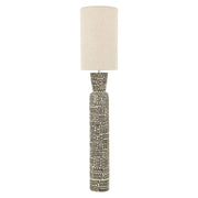 Lampada da terra Nairobi in polyresin bianco e nero con paralume in tessuto