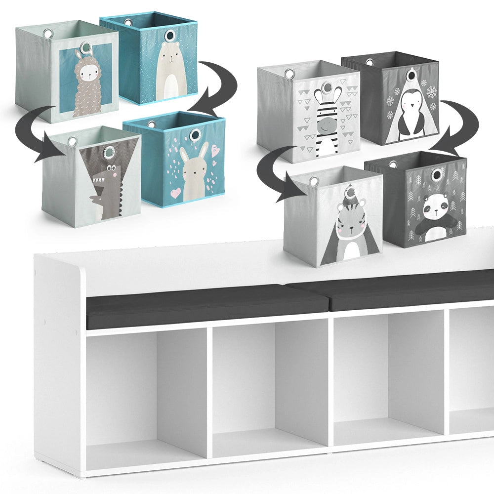 Vicco Scaffale per bambini Bianco 31.2 x 53.4 cm con 4 scatole pieghevoli opt.2