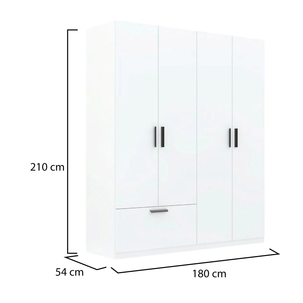 Armadio Camera da Letto Lidase, Guardaroba Grande 2 Ripiani, 180x210h cm Bianco