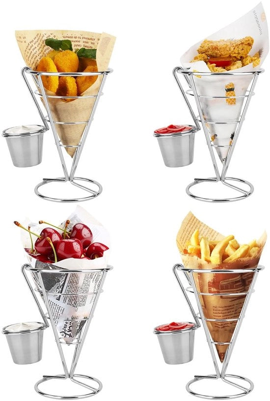 Set di contenitori per snack 4 pezzi - Contenitore per snack - Doppio contenitore per snack - Contenitore per snack - Ideale per feste - Acciaio resistente con alta qualità - Contenitore per snack