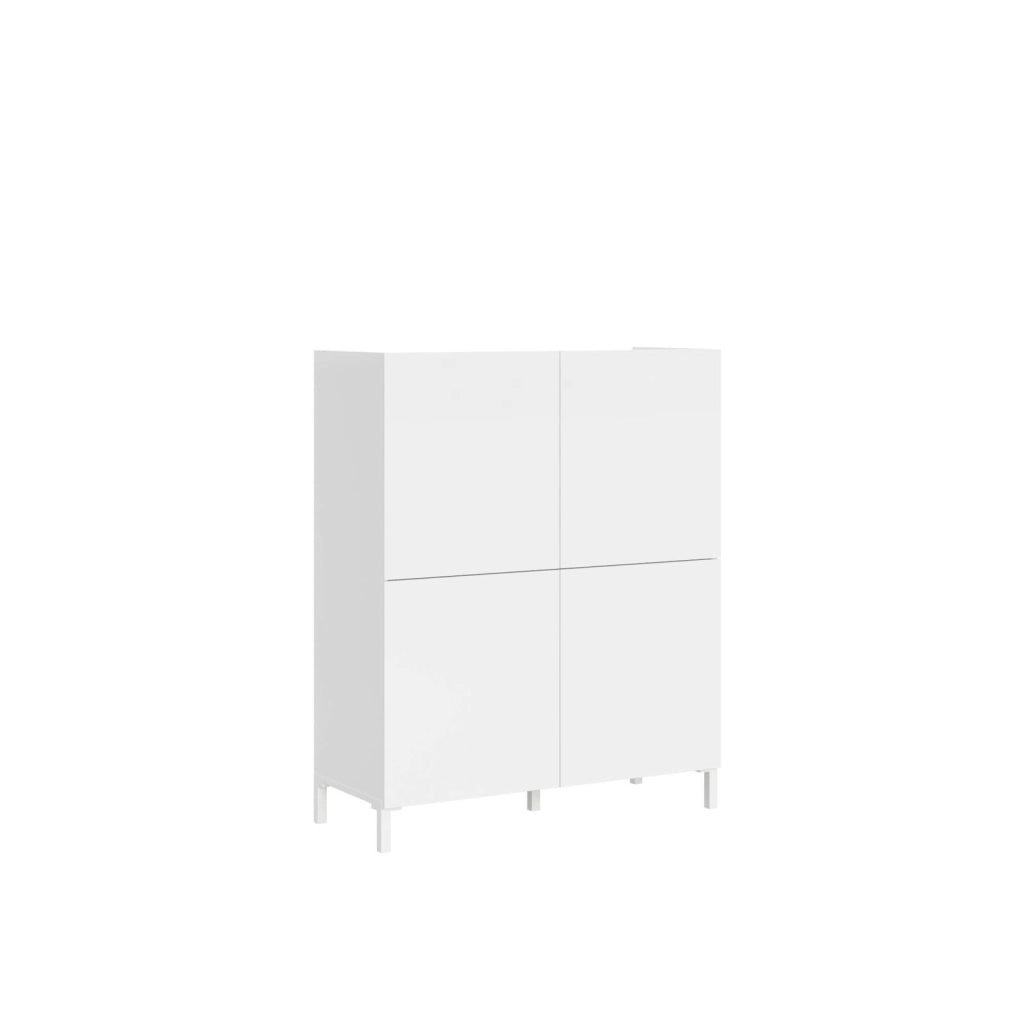 Credenza alta 4 ante 90x35x110 cm bianco lucido - SOLARIA