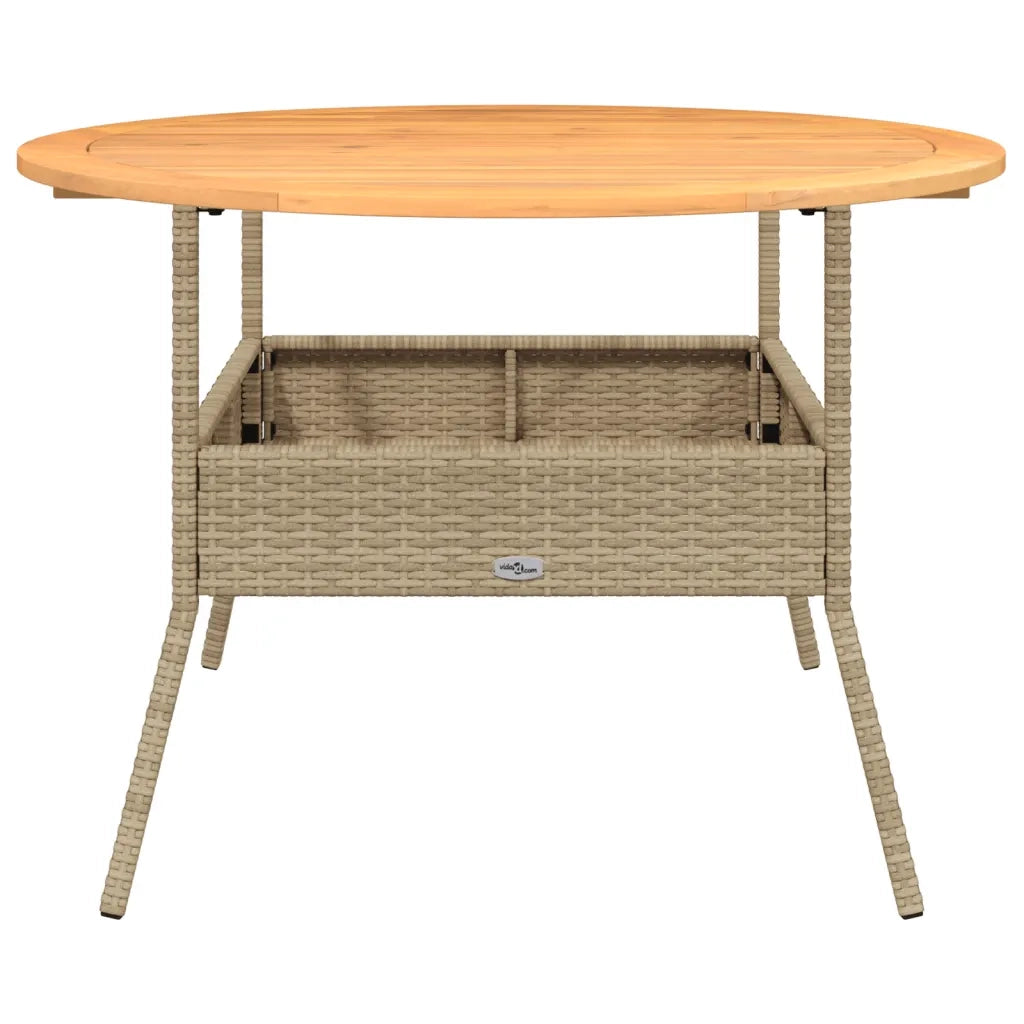 Tavolo Giardino Piano Legno Acacia Beige Ã˜110x71 cm Polyrattan