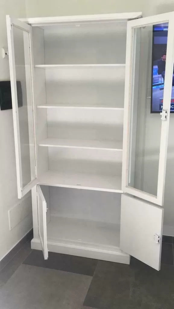 Vetrina classica in legno bianco 90x41x186h (1387) - Mobili 2G