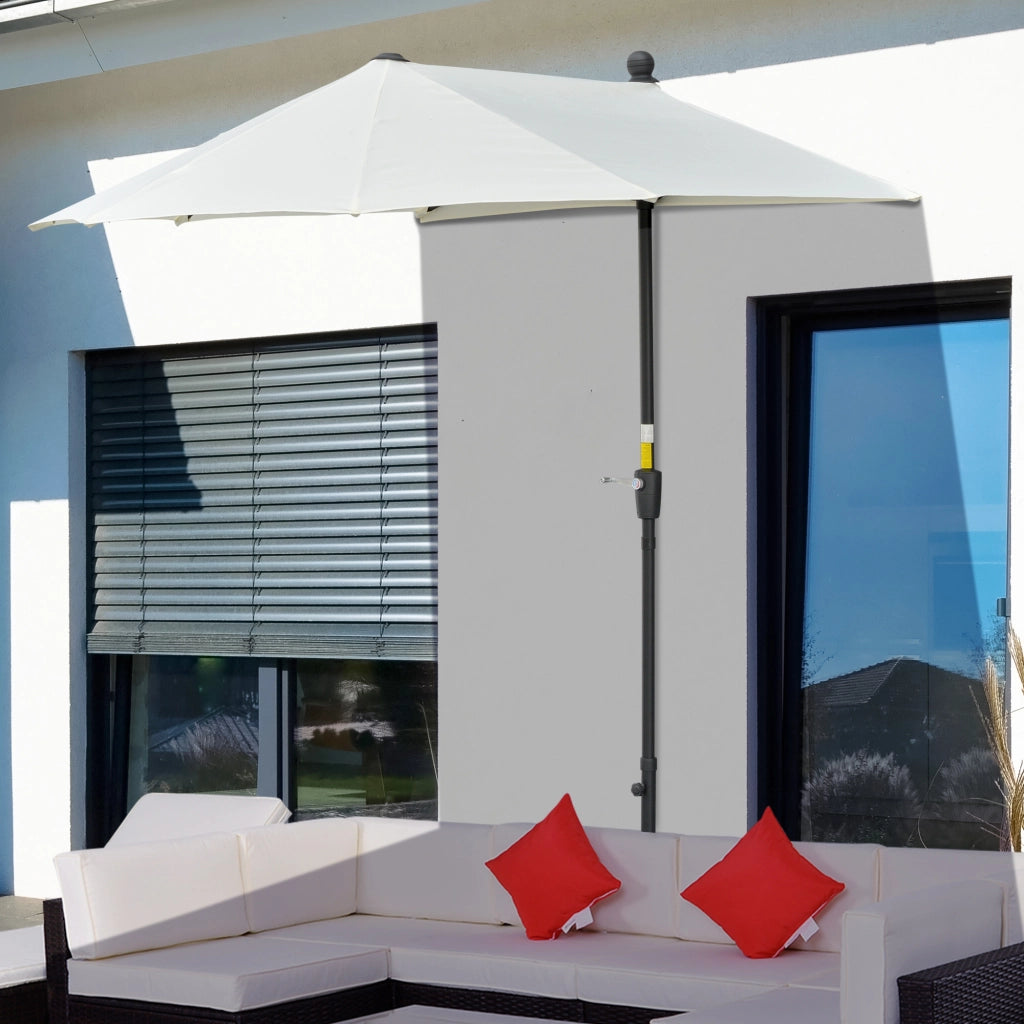 Ombrellone Semicircolare con Manovella e Tettuccio Anti UV, 200x190x240 cm, Crema