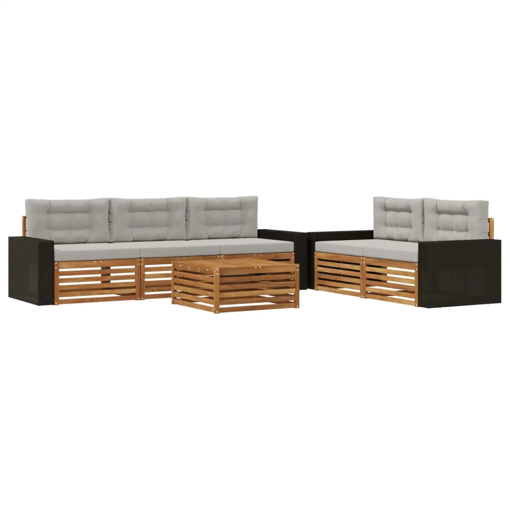 Set di divani da esterno 6 pcs Naturale e Grigio Chiaro 3383034