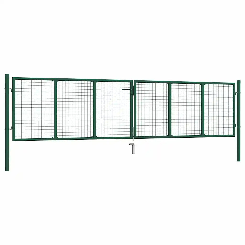 Cancello da Giardino in Rete di Acciaio 400x100 cm Verde 145748