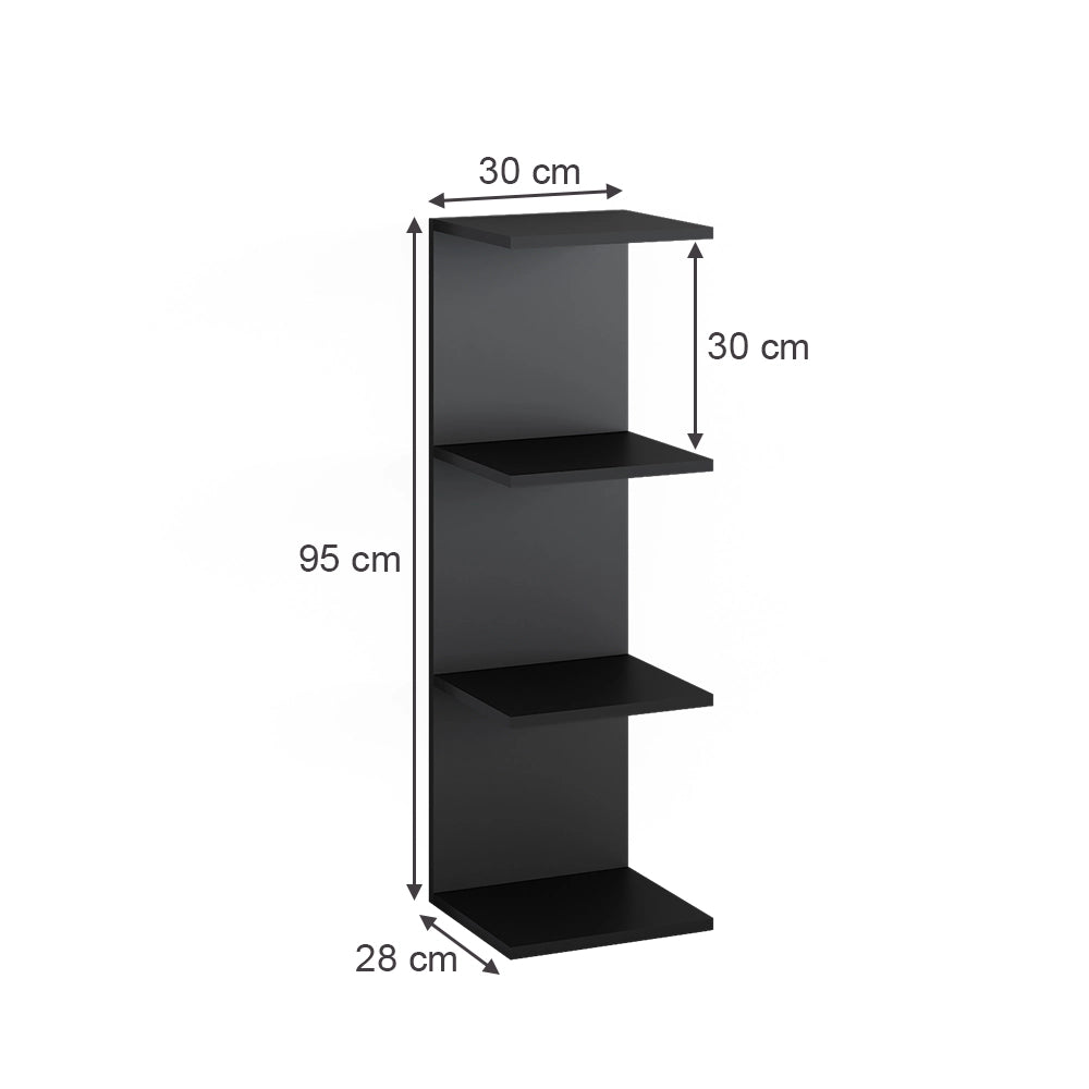 Scaffale a muro Paolo Nero 30 x 95 cm Set di 2 Vicco