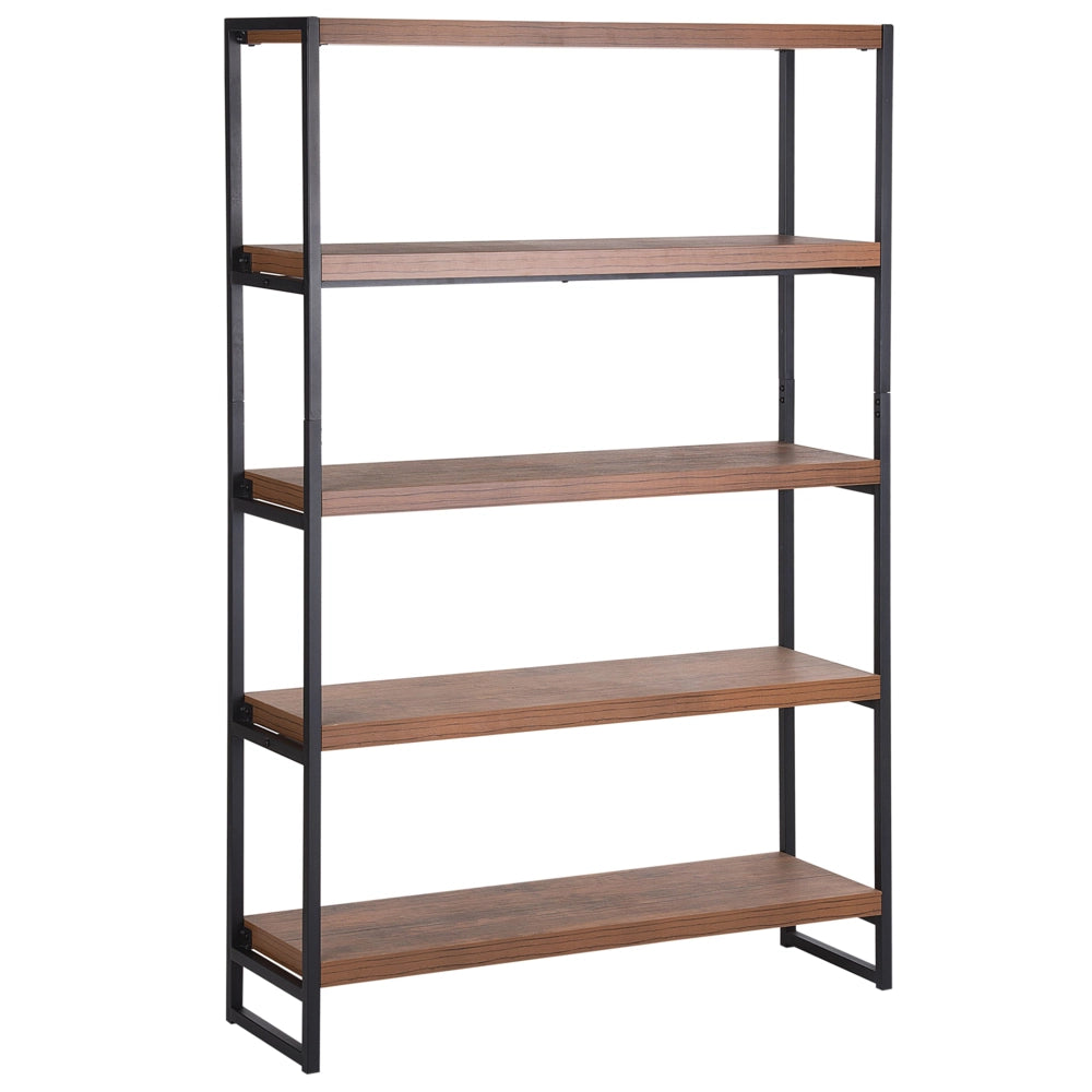 Libreria in Legno Scuro e Nero 155 x 100 cm Struttura in Metallo Industriale