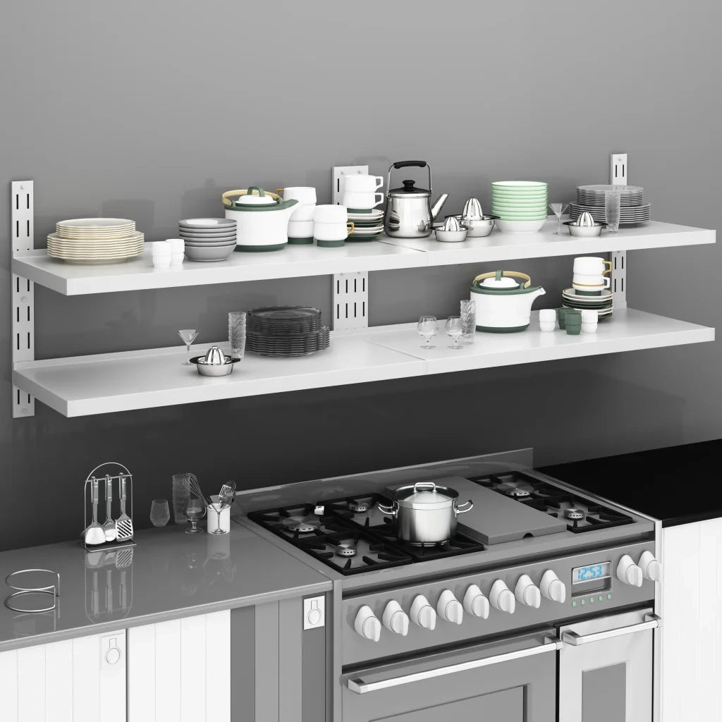 2 pz Mensole | Ripiano | Scaffale Galleggianti a 2 Livelli in Acciaio Inox 200x30 cm