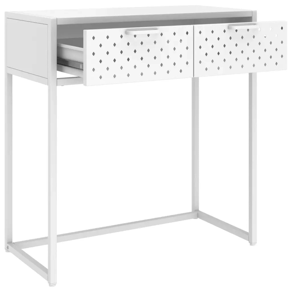 Tavolo Consolle Bianco 72x35x75 cm in Acciaio 335890