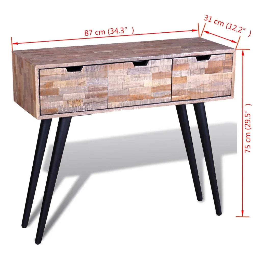 Tavolo Consolle con 3 Cassetti in Legno di Recupero di Teak 241709