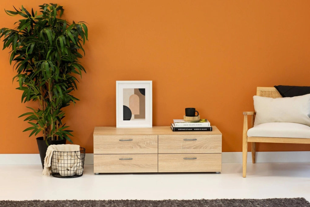Cassettiera Gignod, Settimino multiuso, Comò camera da letto, Mobile con cassetti, 111x52 h35 cm, Rovere