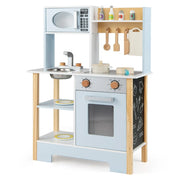 Cucina giocattolo per bambini 61,5 x 26 x 85 cm con lavagna in legno blu design moderno 20_0021000