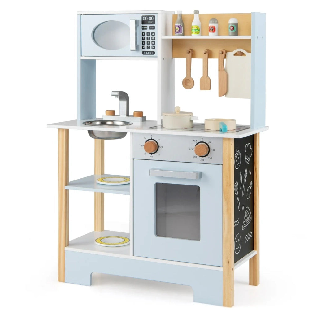 Cucina giocattolo per bambini 61,5 x 26 x 85 cm con lavagna in legno blu design moderno 20_0021000