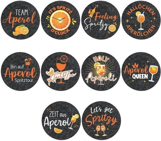 Pacco di 10 sostegni creativi per bicchieri, ideale per feste di cocktail e regali, perfetto per gli amanti dell'Aperol