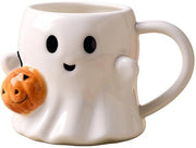 Tazza Ceramica Spettrale da 20oz / 600ml, Disegno di Zucca Spettrale, Tazza Spettrale con Disegno di Zucca per la Decorazione Autunnale e la Caffetteria di Vacanza