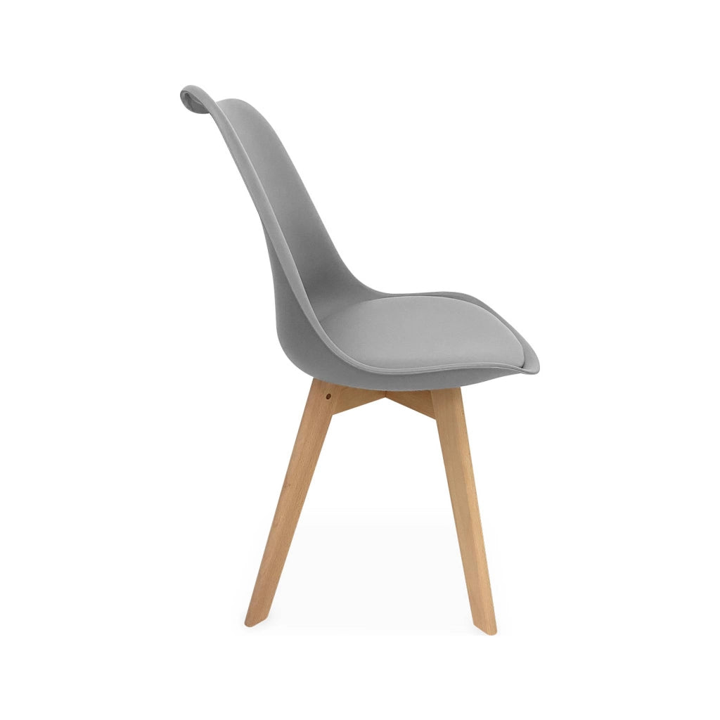 Set 4 sedie scandinave imbottite con gambe in legno , grigio