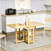 Tavolo da pranzo pieghevole in bambù con ripiani, 149,5 x 80 x 73,5 cm, colore legno naturale