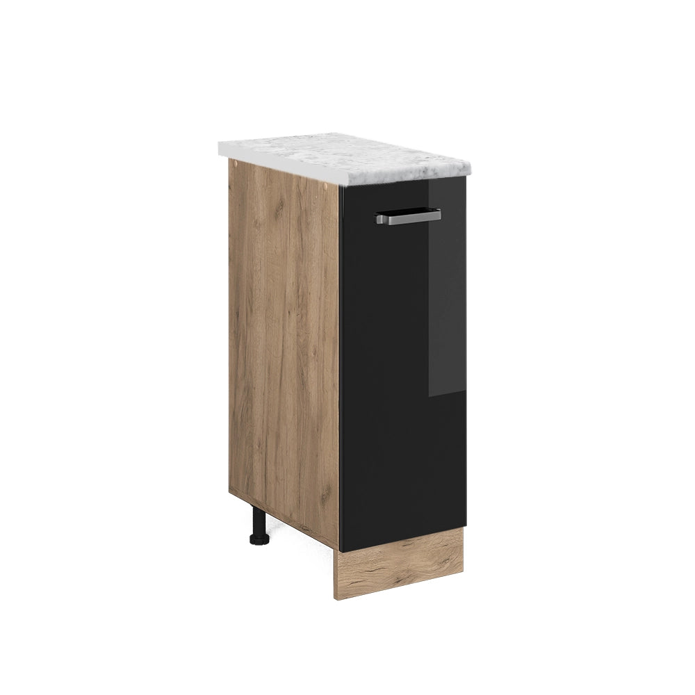 Vicco Armadio cucina dispensa alto Nero lucido 30 cm PL Marmo