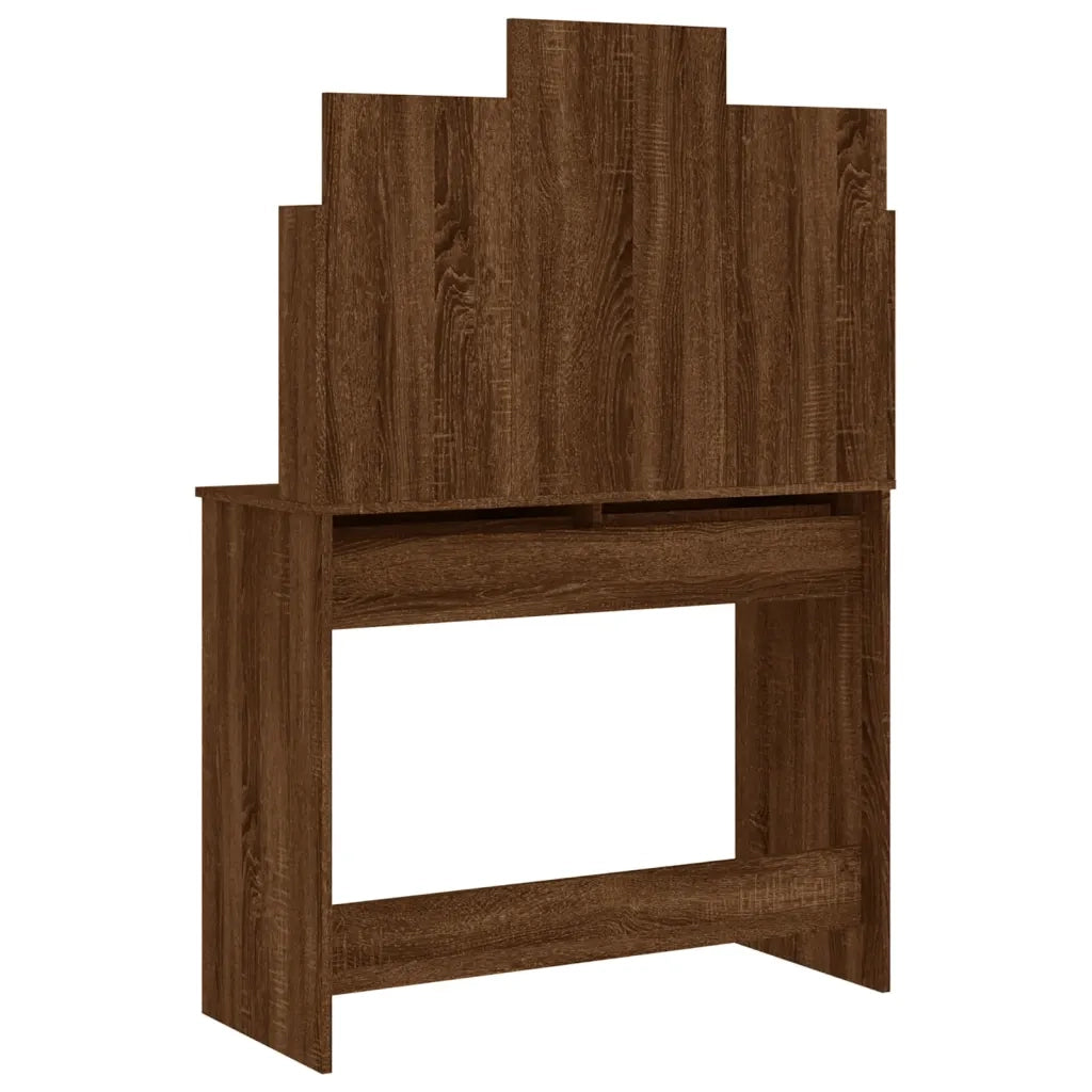 Toeletta | Tavolo da Trucco con Specchio Rovere Marrone 96x39x142 cm