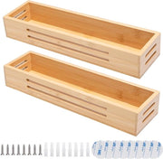 Due contenitori per erbe in bambù con viti self-adhesive - griglie per erbe da appendere o da fissare al muro in cucina