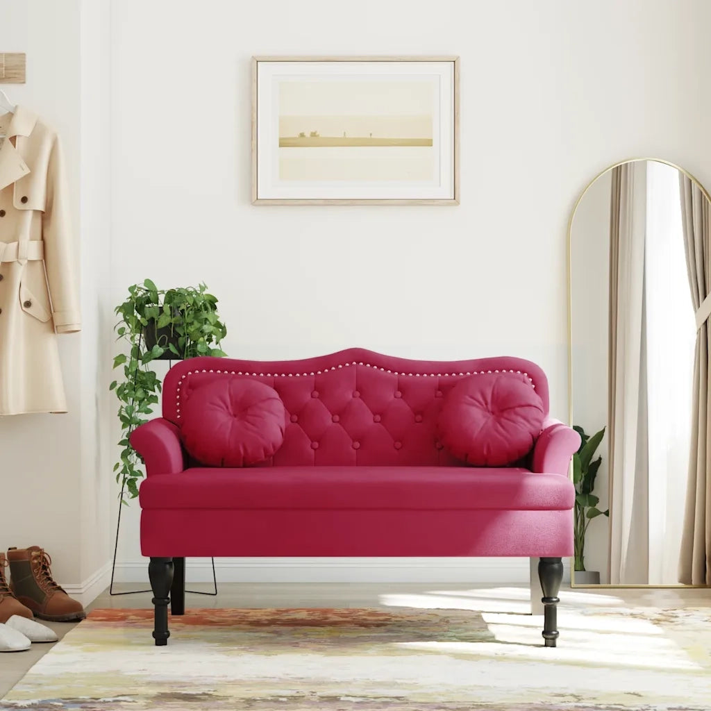Panca con Cuscini Roso Vino 120,5x65x75 cm in Velluto CFW7722430