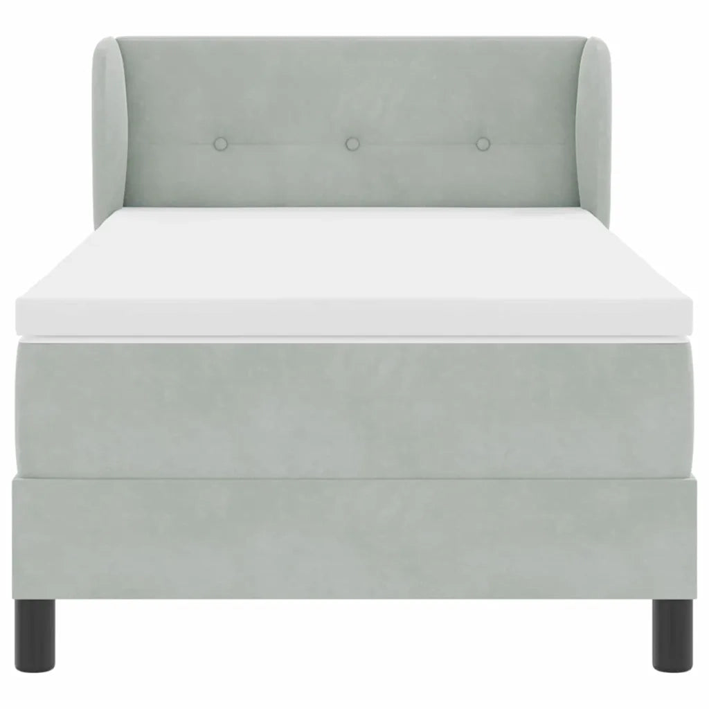 Letto a molle con materasso-Struttura Letto con Materasso Grigio chiaro 90 x 200 cm Velluto 235642
