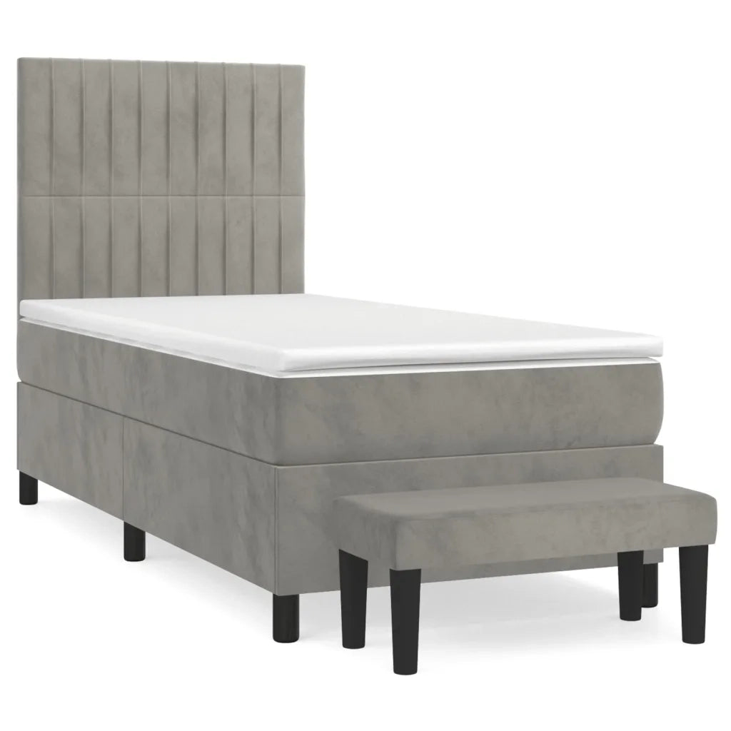 Giroletto a Molle con Materasso Grigio Chiaro 80x200 cm Velluto 3137929