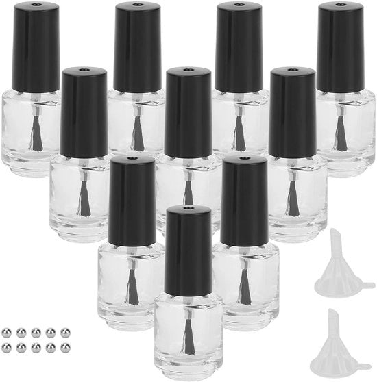 Contenitore per smaltimento smalti unghie 5ml - 10 pezzi - Fusto trasparente - Miscelatore/Treccia - Fusto di vetro - Ideale per autoreciclatori - Contenitore per smalti unghie