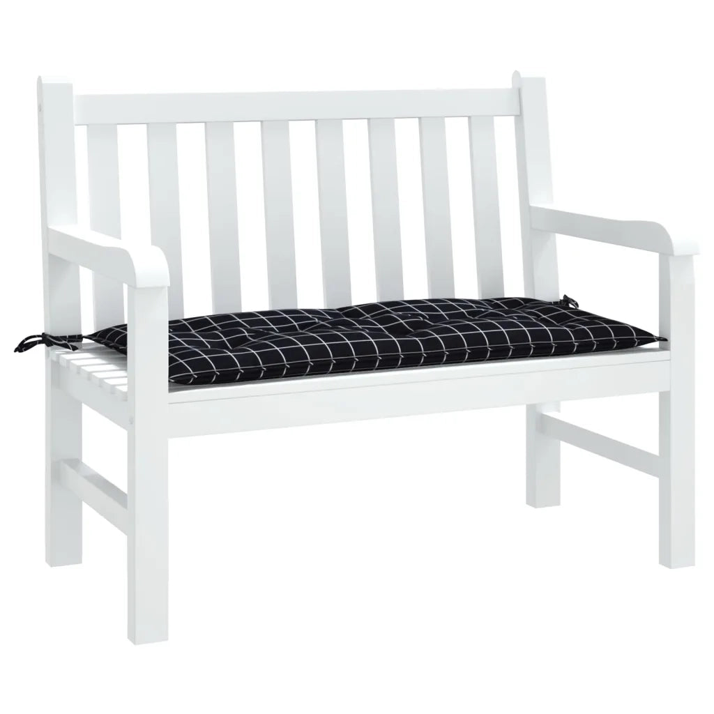 vidaXL Cuscino Panca Giardino Motivo a Quadri Nero 110x50x7 cm Tessuto