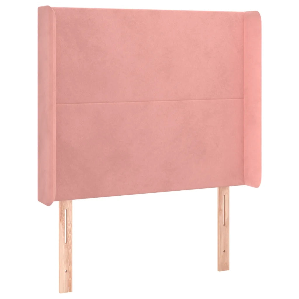 Letto a Molle con Materasso e LED Rosa 90x200 cm in Velluto