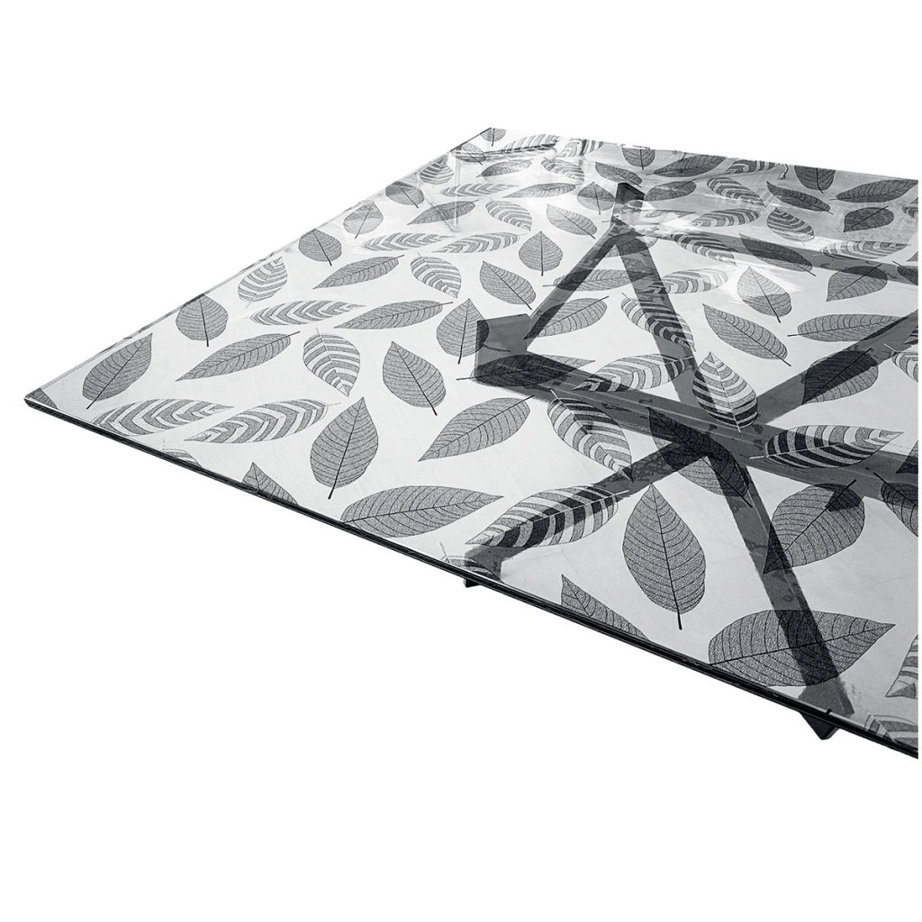 Tovaglia Trasparente Decorata Glitterata Pellicola Pvc 100x320 Cm Tavolo Antimacchia Spessa Foglie (B)