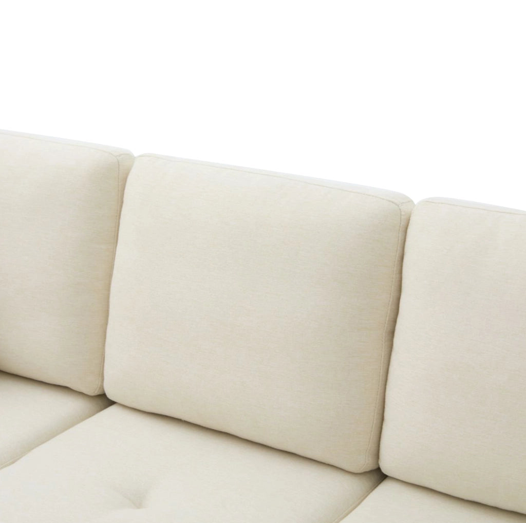 Divano angolare modulare 166x118x77 cm con chaise longue reversibile; schiuma; beige chiaro