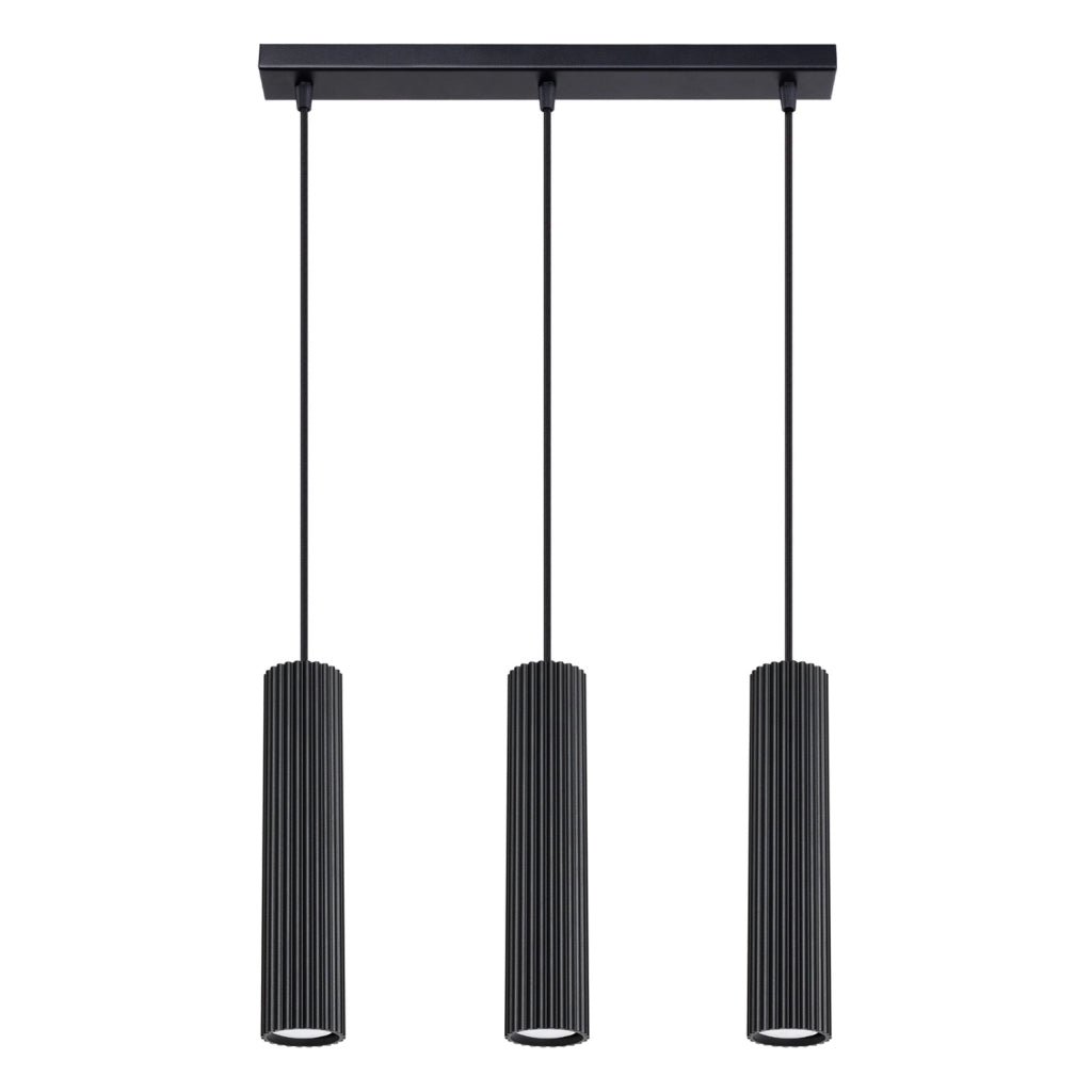 Lampada a sospensione nera barra 3 tubi GU10 GRAVIO