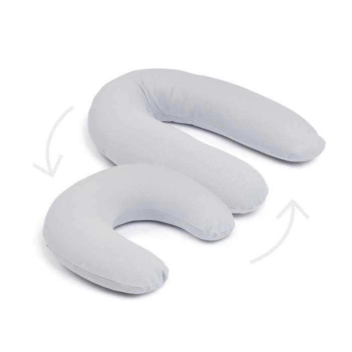 doomoo Twisty Cuscino per Gravidanza e Allattamento 2 in 1 - Ultra Comfort - Imbottitura con microsfere ultrafini, Grigio