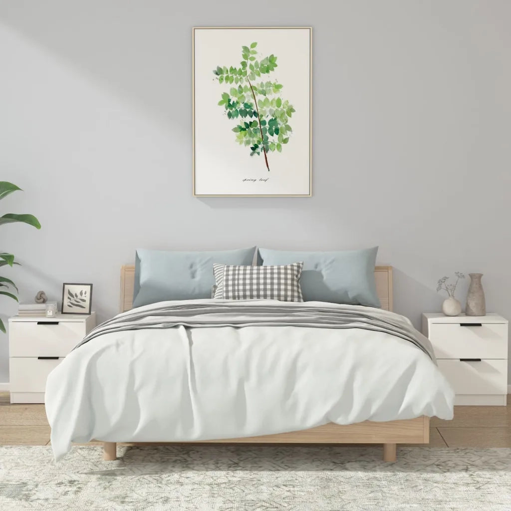 Comodini 2 pz-Set di 2 Tavolino da notte Bianchi in Legno Multistrato 239536