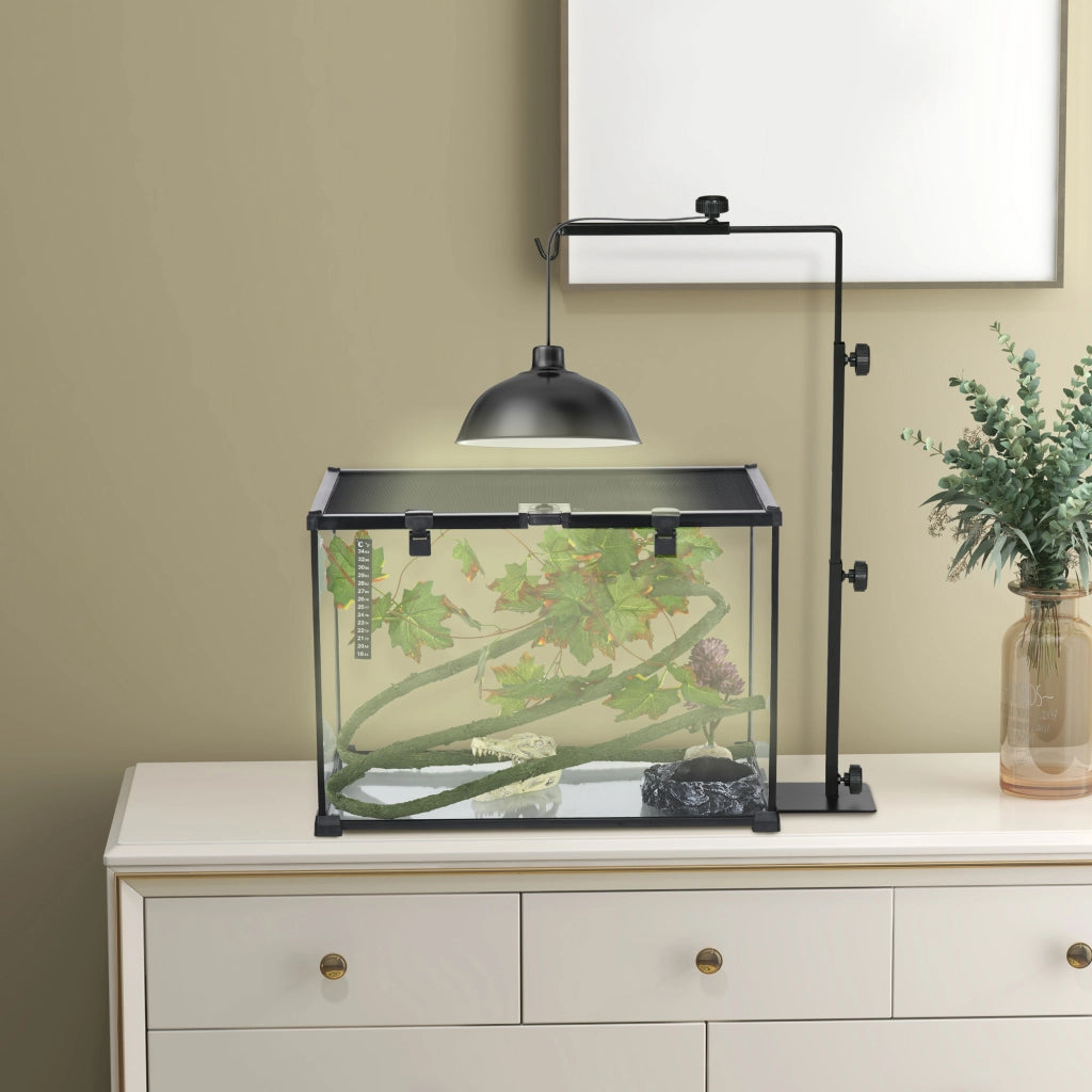Supporto per lampada riscaldante per terrari, regolabile in altezza, 40x15x95 cm, nero