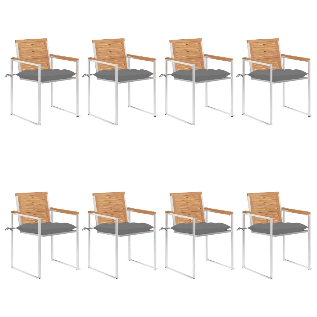 Sedie da Giardino con Cuscini 8 pz in Legno Massello di Teak cod mxl 7336