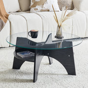 Tavolino rotondo Ø 80 cm in vetro temperato e MDF nero