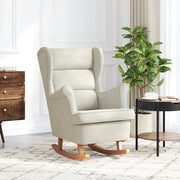 Sedia a dondolo con schienale alto in velluto crema 329372