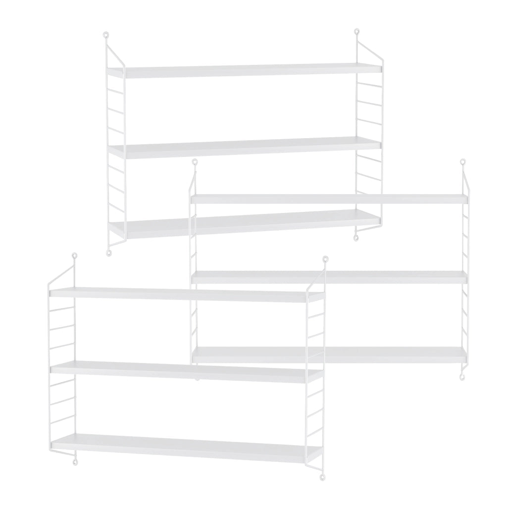 Set di 3 Scaffali da Parete Strängnäs a 3 Ripiani Regolabili  50 x 60 x 15 cm Acciaio Bianco [en.casa]
