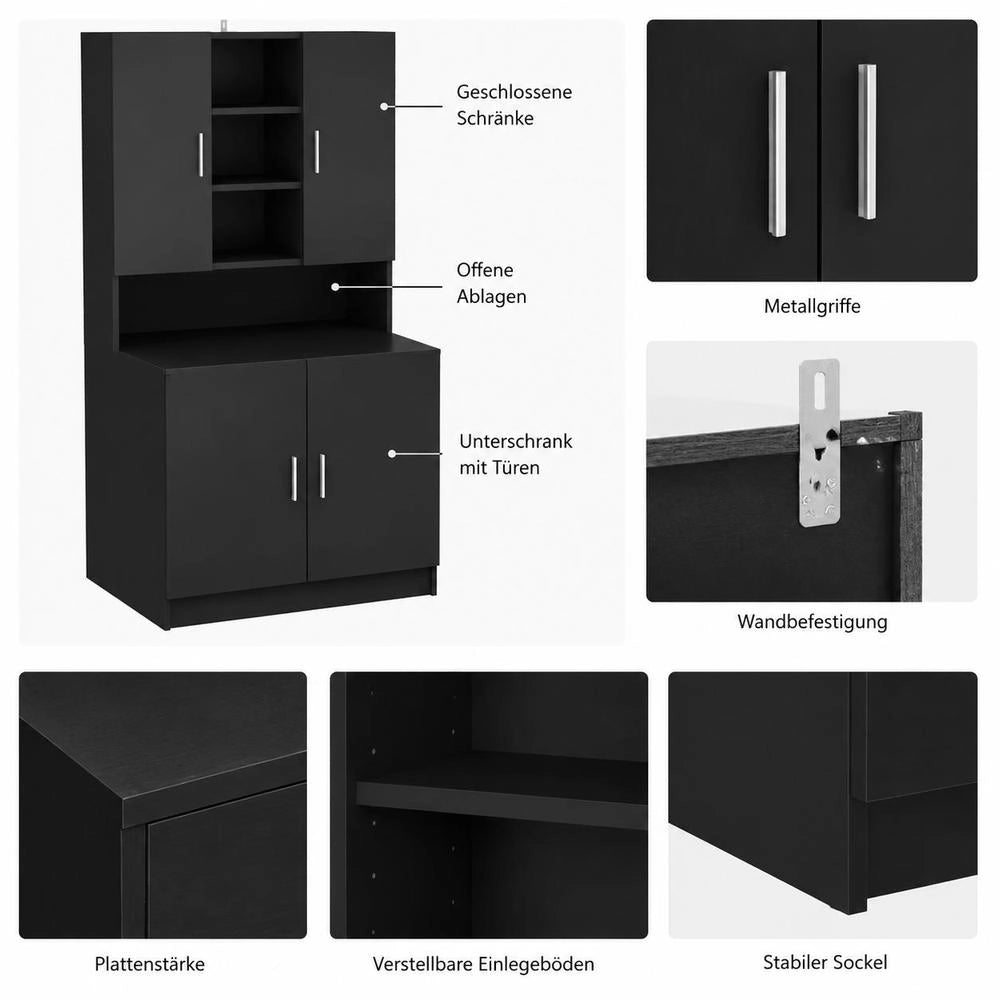 Washing Machine Cabinet, Black, 70.5x25.5x90 Cm