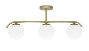 Plafoniera ottone con globi bianchi in vetro 3xE14 40W