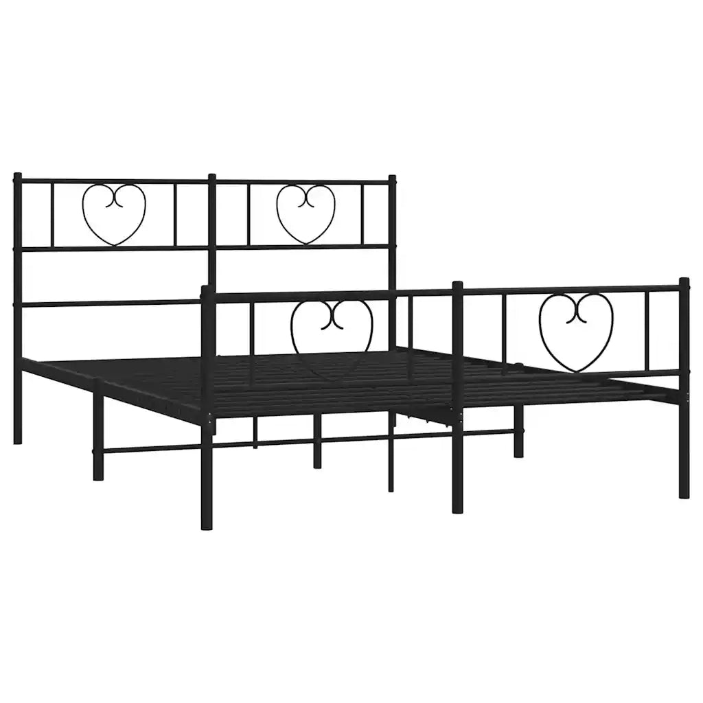 Giroletto con Testiera e Pediera Metallo Nero 150x200 cm